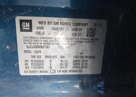 2019 Buick Encore Fwd Preferred from USA, damaged, VIN KL4CJASBXKB927961